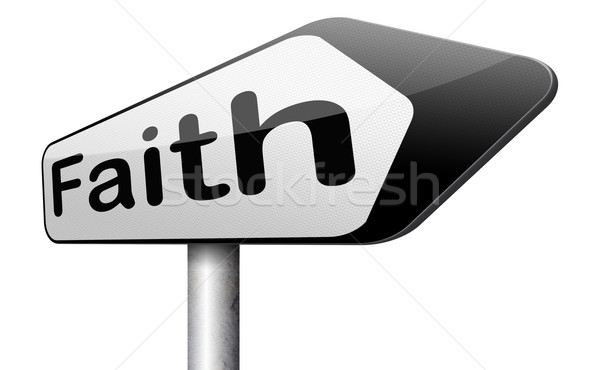 Geloof vertrouwen god jesus verkeersbord pijl Stockfoto © kikkerdirk