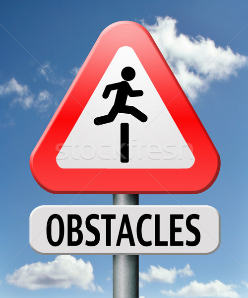 Obstakels vooruit voorzichtigheid gevaar Stockfoto © kikkerdirk