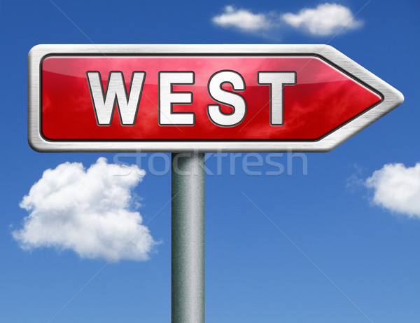 west road sign arrow Stock photo © kikkerdirk