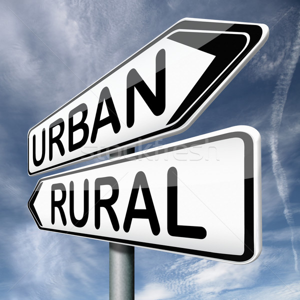 Stock foto: Städtischen · ländlichen · Urbanisierung · arrow · Land · Schild