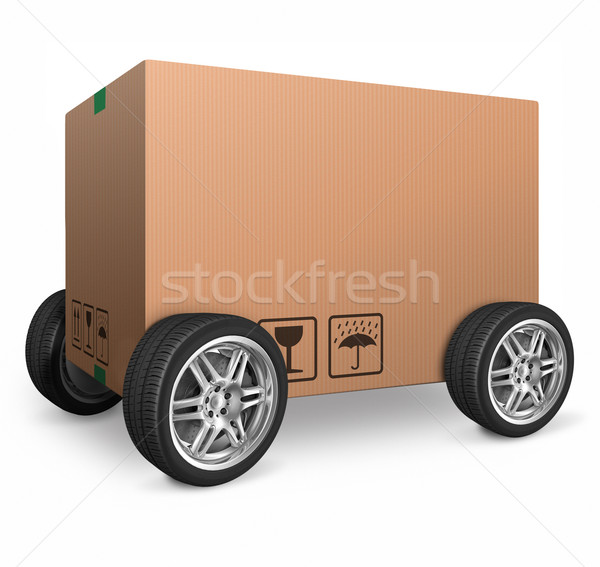 Karton Kopie Raum isoliert weiß braun Paket Stock foto © kikkerdirk