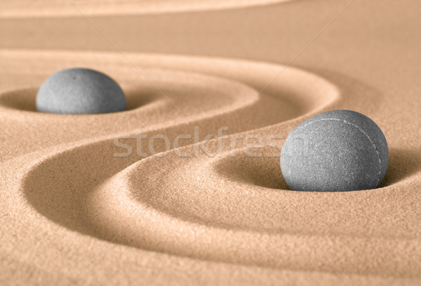 Zen geestelijkheid tuin steen zand harmonie Stockfoto © kikkerdirk