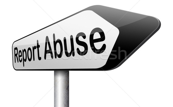 Rapport abus panneau routier plainte enfant violence domestique Photo stock © kikkerdirk