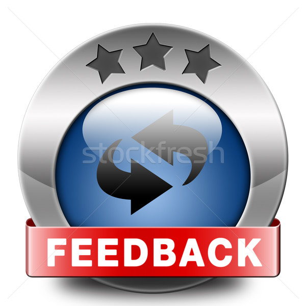 Comentários ícone botão comentários melhoria satisfação do cliente Foto stock © kikkerdirk