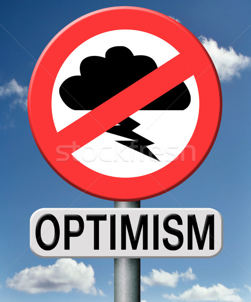 Optimizmus pozitív gondolkodik ötlet szó útjelző tábla Stock fotó © kikkerdirk