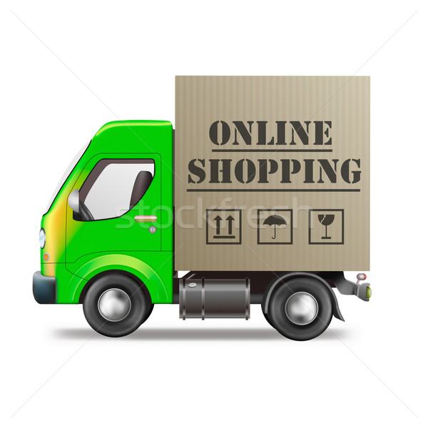 Online vásárlás internet háló bolt ikon csomagszállítás Stock fotó © kikkerdirk