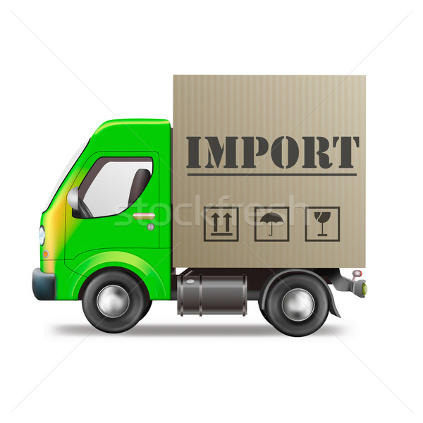 Import samochód dostawczy międzynarodowych światowy handlu karton Zdjęcia stock © kikkerdirk