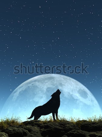 Сток-фото: плачу · волка · изображение · генерируется · луна · звезды