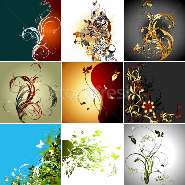 Set floral Frames Illustration nützlich Designer Stock foto © kjolak