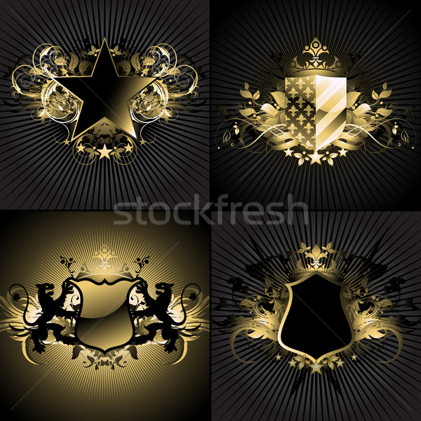 Ingesteld vier ingericht retro-stijl retro Stockfoto © kjolak