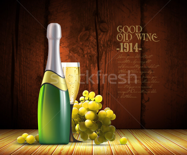 Wein Weinrebe Flasche Champagner Zweig Trauben Stock foto © kjolak