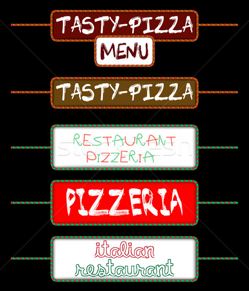 set of tags for pizzerias Stock photo © kjolak