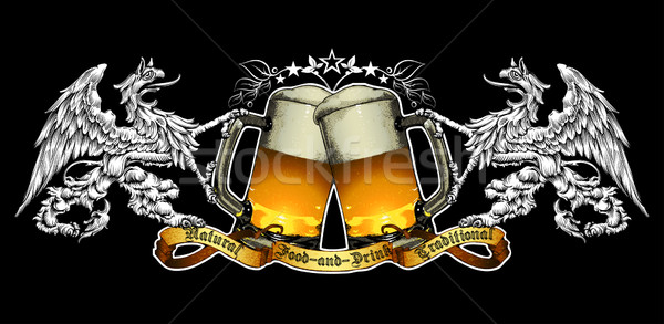 Bier achtergrond label retro-stijl zwarte business Stockfoto © kjolak