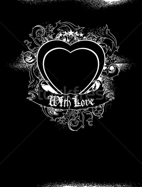 [[stock_photo]]: Coeur · noir · décoré · tourbillons