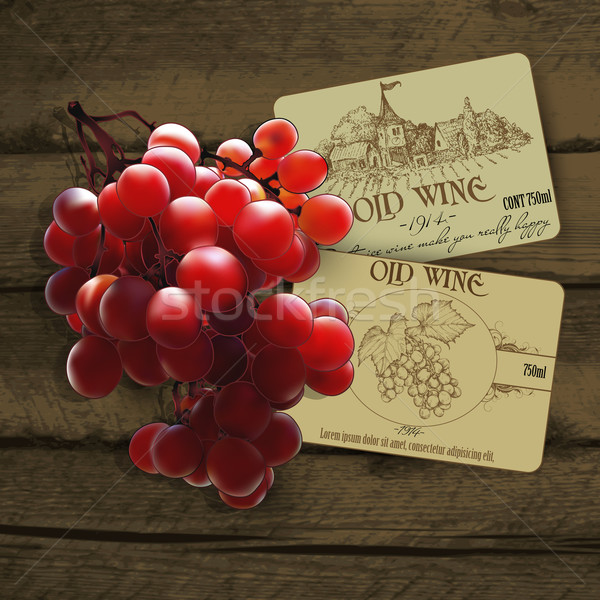 Bor szőlőtőke köteg piros szőlő kettő névjegyek Stock fotó © kjolak