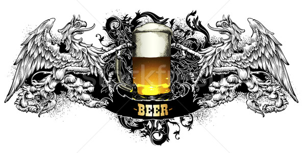 Bier label retro-stijl zwarte achtergrond frame Stockfoto © kjolak