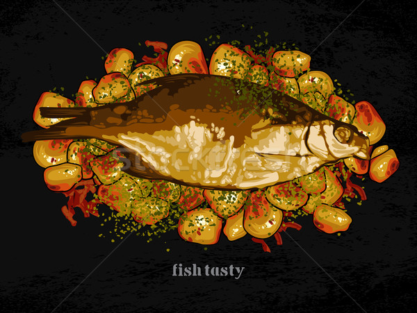 Сток-фото: рыбы · блюдо · гарнир · картофель · грибы