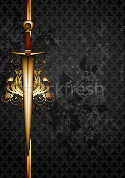 Díszes keret kard illusztráció hasznos designer Stock fotó © kjolak