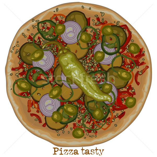 Pizza dessin oignons autre légumes [[stock_photo]] © kjolak