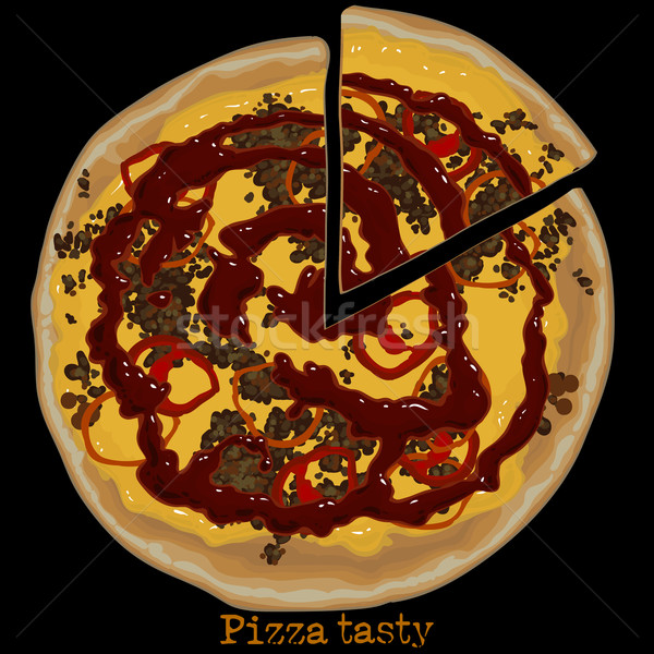 Pizza tekening kaas stuk gesneden af Stockfoto © kjolak