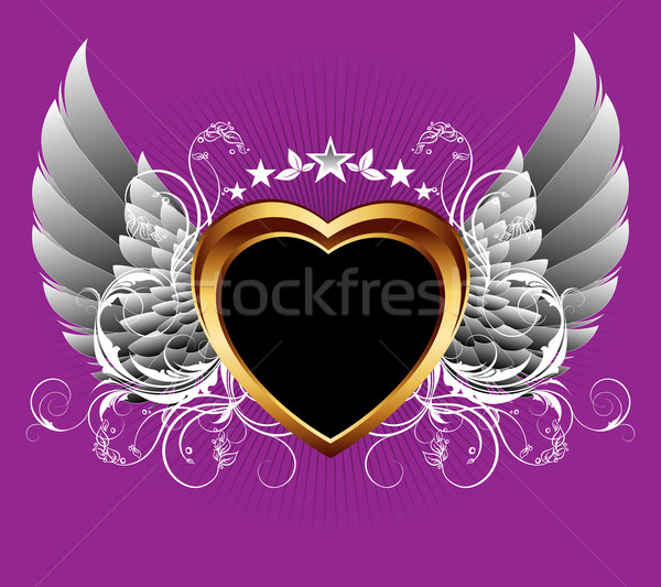 [[stock_photo]]: Coeur · décoré · ailes · résumé · fond