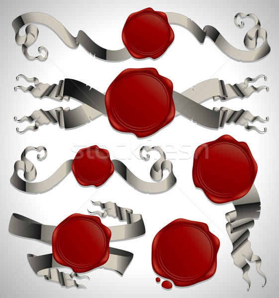 set of ribbon with heraldic seales Stock photo © kjolak