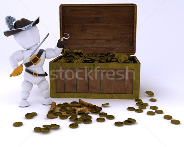 Pirate with a treasure chest Stock photo © kjpargeter
