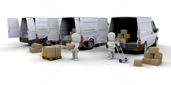 Házhozszállítás flotta 3d render emberek üzlet teherautó Stock fotó © kjpargeter