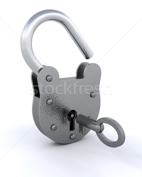 3D lakat biztonság kinyitott kulcs háttér Stock fotó © kjpargeter