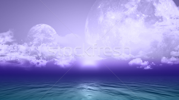 3D background with planets and sea Stock photo © kjpargeter