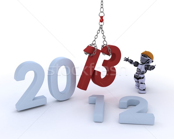 Robot bringing in the new year Stock photo © kjpargeter