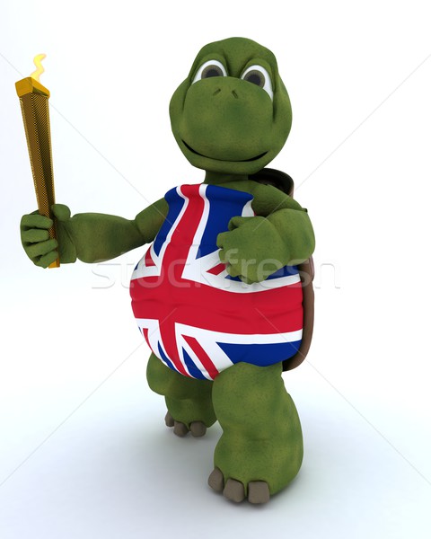 tortoise running with othe olympic torch Stock photo © kjpargeter