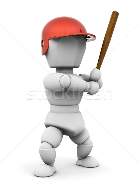 Giocatore di baseball rendering 3d uomo casco maschio bat Foto d'archivio © kjpargeter