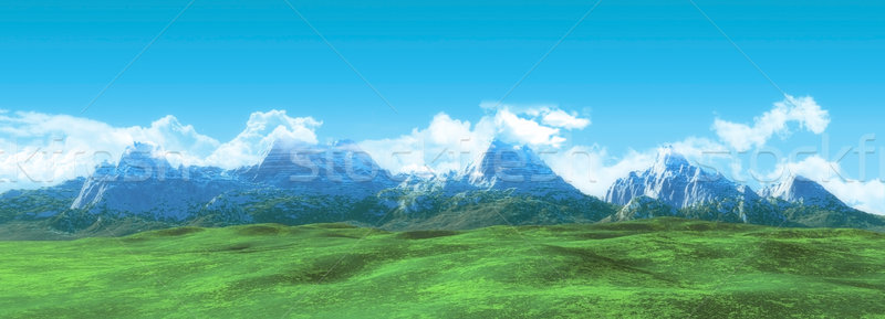 Hegy tájkép 3d render szélesvásznú felhők természet Stock fotó © kjpargeter