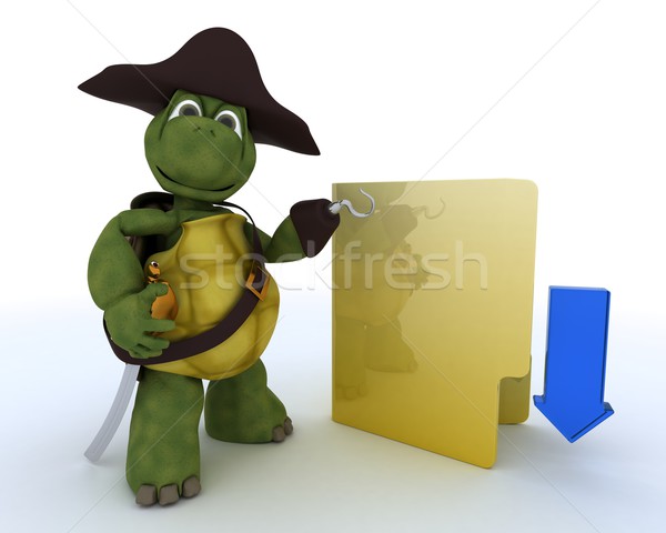 Pirate Tortoise depicting illegal downloads Stock photo © kjpargeter
