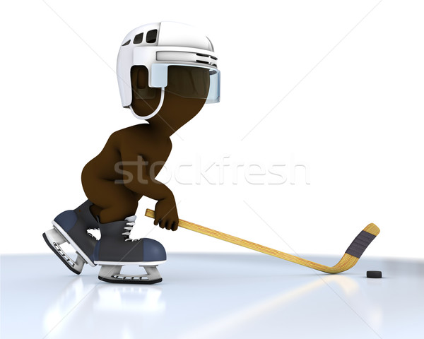 3D człowiek gry hokej 3d Zdjęcia stock © kjpargeter