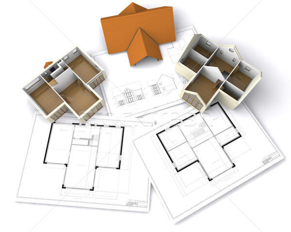 現代の 家 階 計画 建設 ペン ストックフォト © kjpargeter