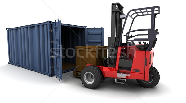 forklift truck loading a container Stock photo © kjpargeter