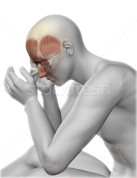 3D male figure with head pain Stock photo © kjpargeter