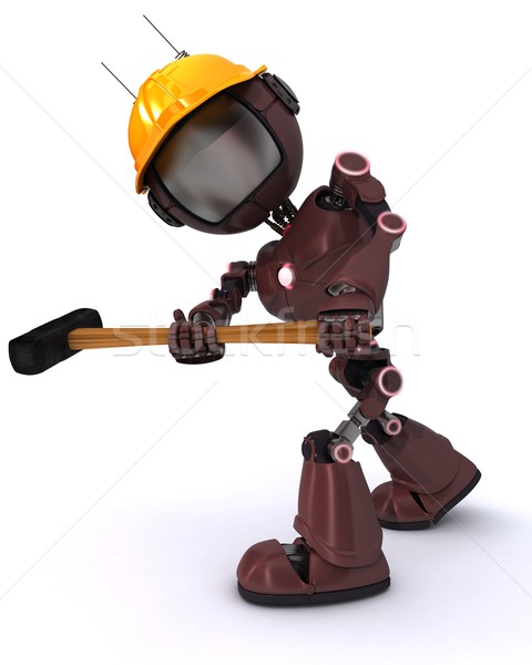 Android строителя 3d визуализации человека молота инструментом Сток-фото © kjpargeter