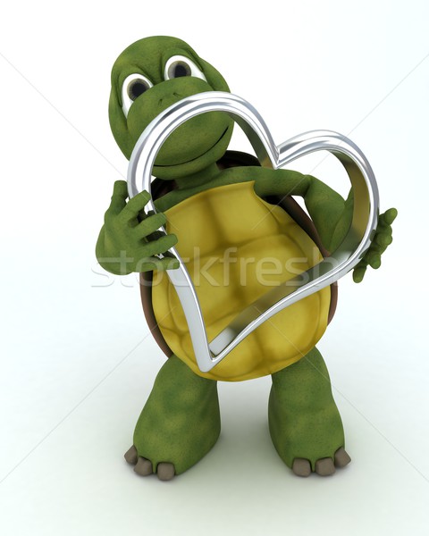 Schildpad hart bekoring 3d render water liefde Stockfoto © kjpargeter