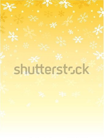 Photo stock: Or · flocons · de · neige · relevant · étoiles · neige · fond