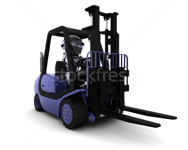 Robô condução elevador caminhão 3d render fábrica Foto stock © kjpargeter