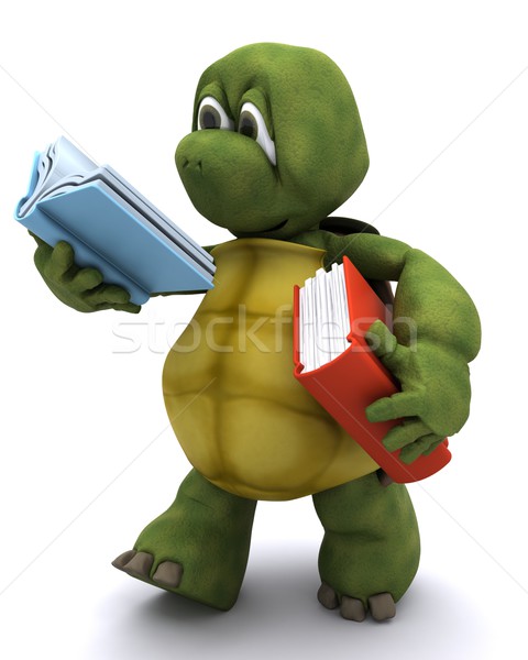 Stock photo: Tortoise reading a book