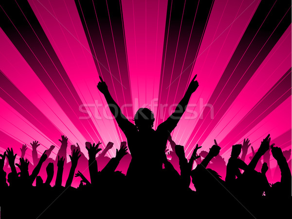 Publikum Silhouette aufgeregt Party Mann Tanz Stock foto © kjpargeter