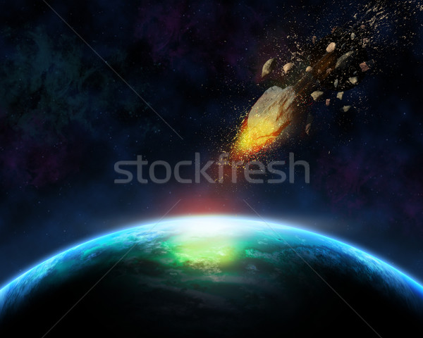 3D space background with meteorite Stock photo © kjpargeter