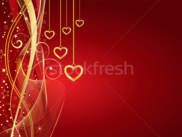 Złoty serca dekoracyjny walentynki streszczenie tle Zdjęcia stock © kjpargeter