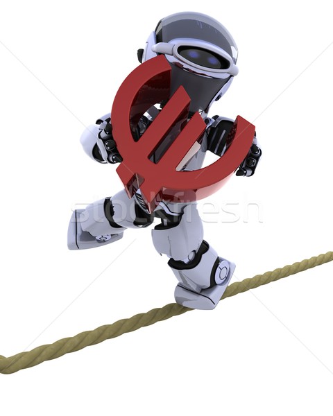 Foto stock: Robot · apretado · cuerda · 3d · equilibrio · futuro