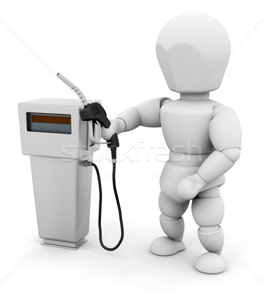 Személy benzinpumpa 3d render nő ötlet üzemanyag Stock fotó © kjpargeter