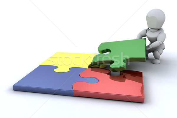 Problémamegoldás valaki kapcsolódik kirakó darabok absztrakt háttér Stock fotó © kjpargeter